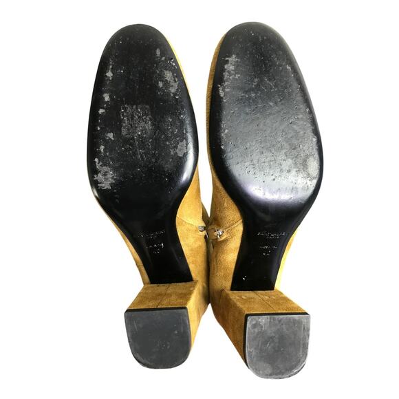 Saint Laurent Paris Boots Womens 10 Brown Suede Studded 3" Heel Modern 1960's - Picture 8 of 9